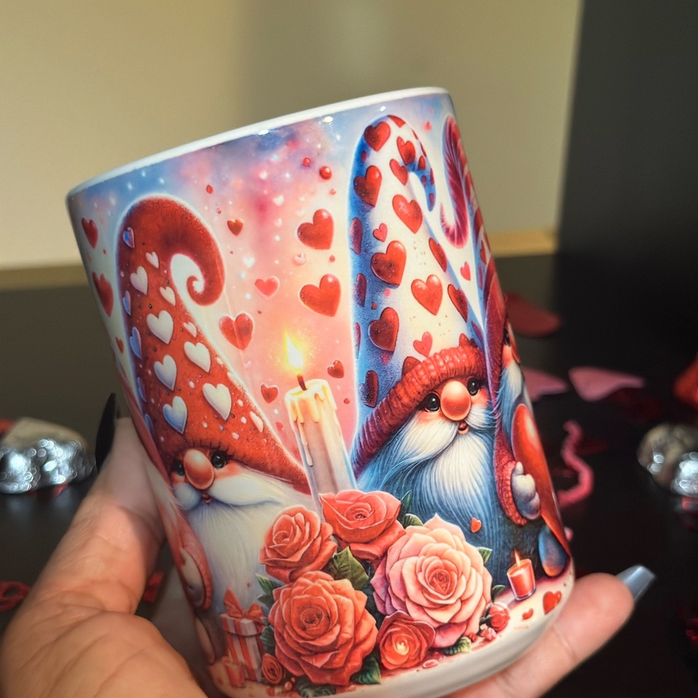Hand Crafted Valentines Day Gnome Sublimated 15oz Mug